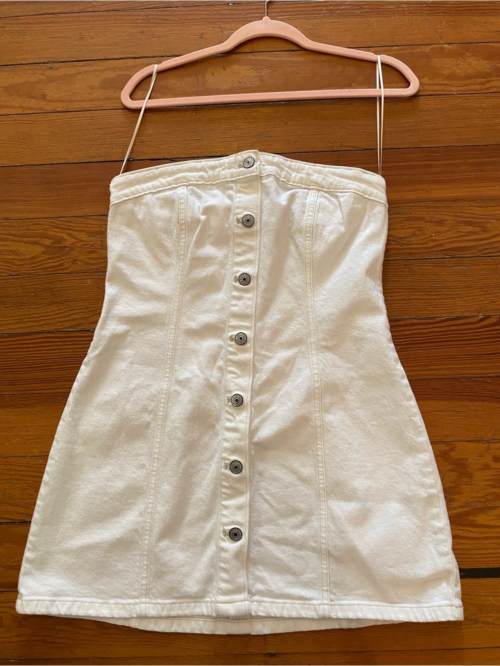 Abercrombie & Fitch White Denim Strapless Mini Dress Size M - Picture 3 of 14